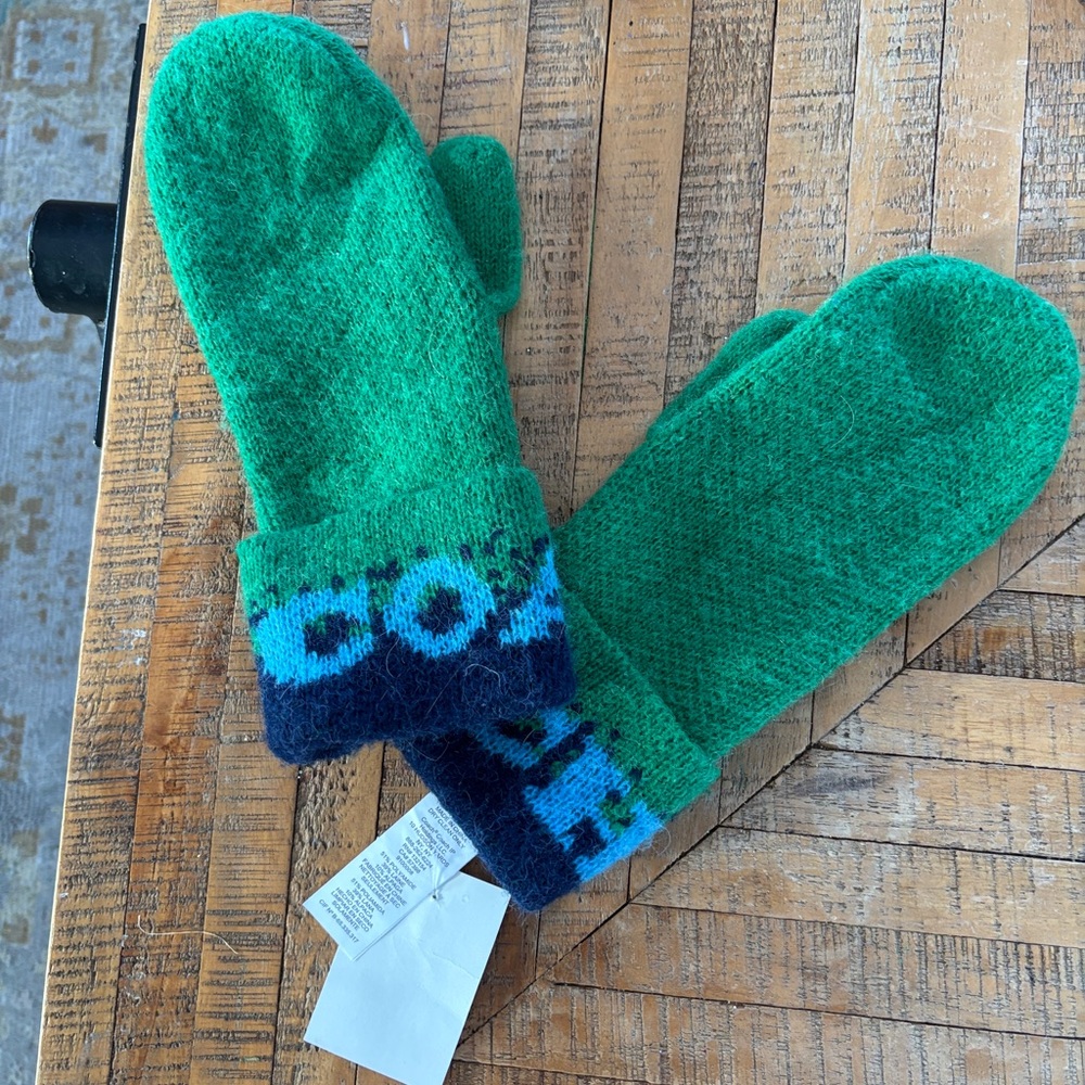 Coach Green and Blue Mittens